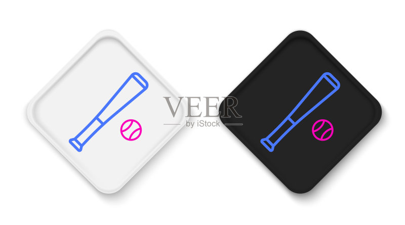 棒球棍和球线性图标图标素材