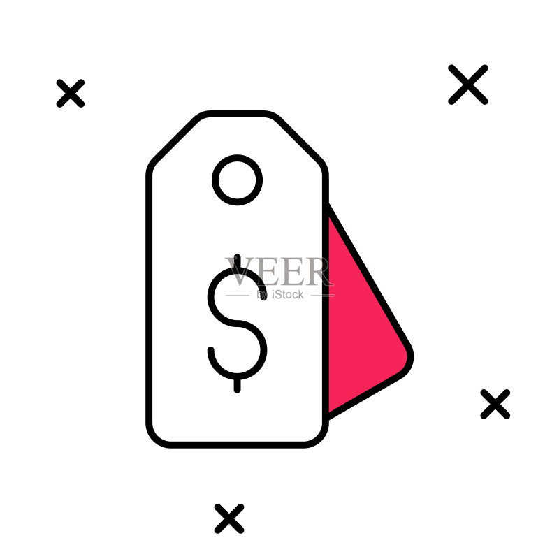 带美元符号的价签轮廓图标图标素材