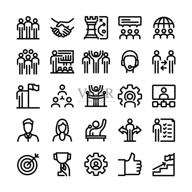 协作线条图标集图标素材