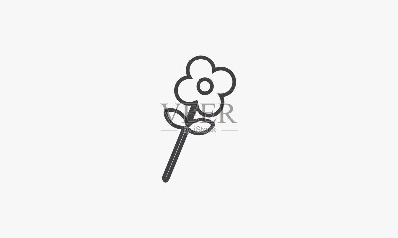 白色背景上的线条花朵图标素材