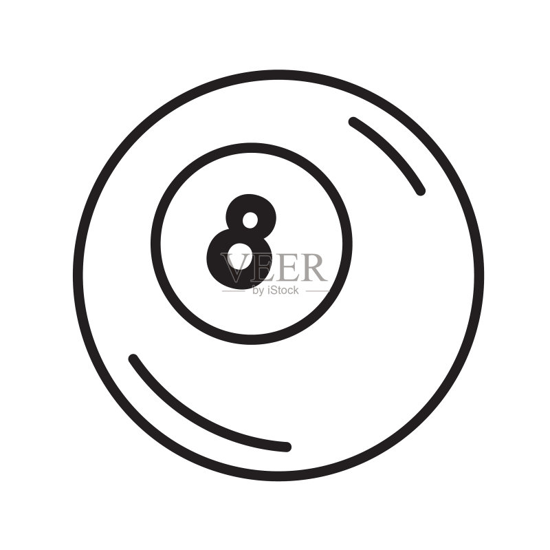 细线风格的8号球图标图标素材