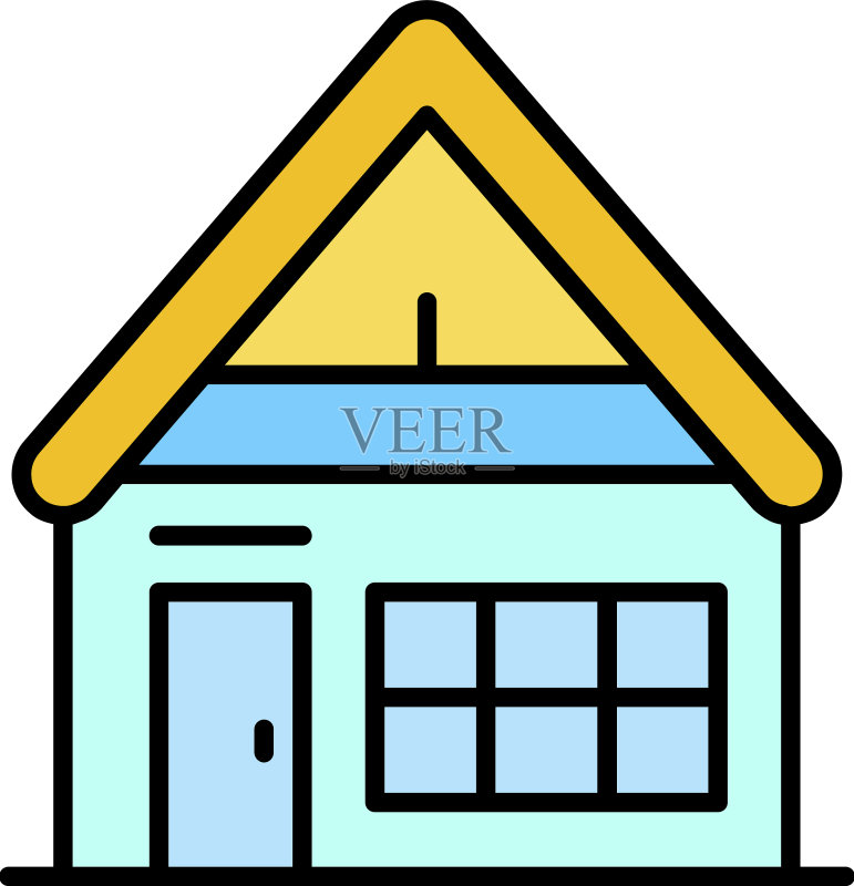 彩色山间木屋图标轮廓图标素材