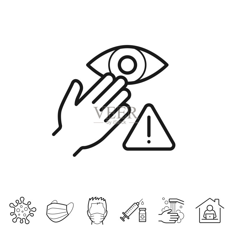 请勿触碰眼睛。线性图标-可编辑描边图标素材