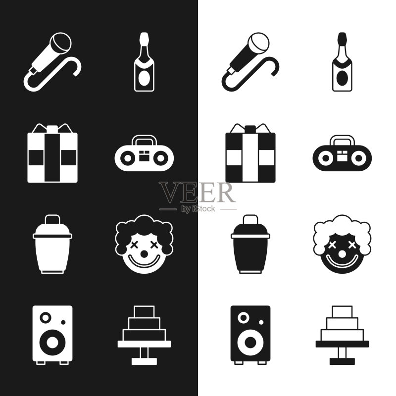 家用立体声音响与礼品盒图标素材