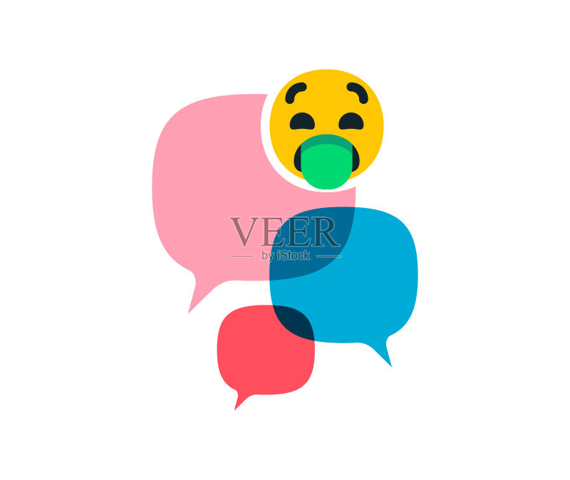 对话气泡中的表情符号反应图标素材