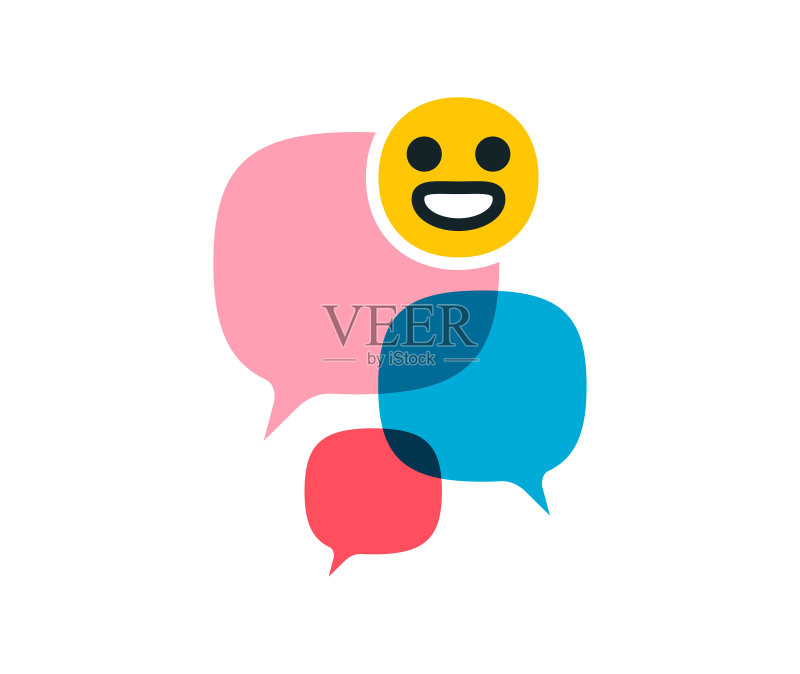 对话气泡中的表情符号反应图标素材