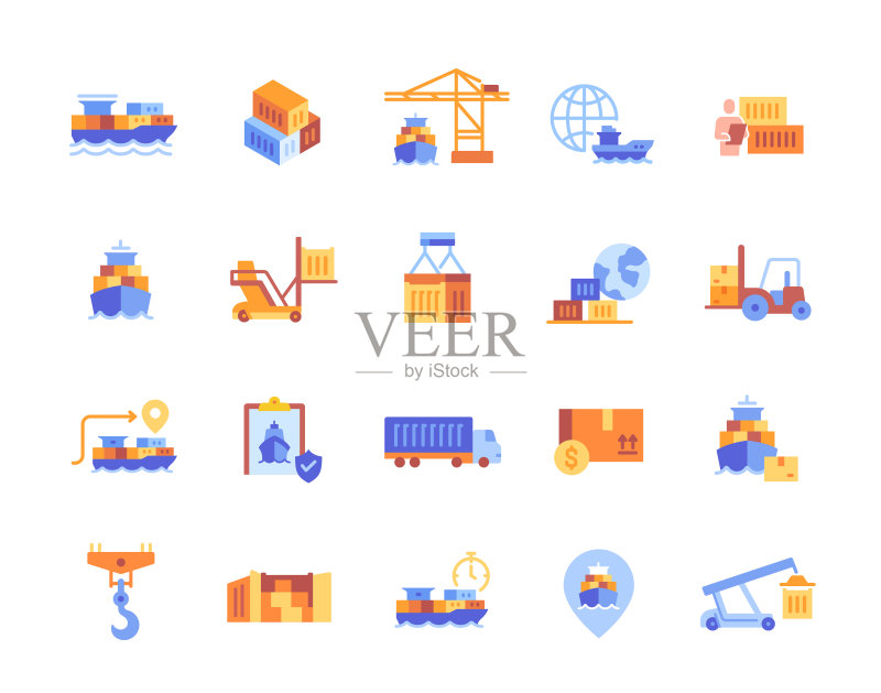 船舶货运图标矢量图图标素材