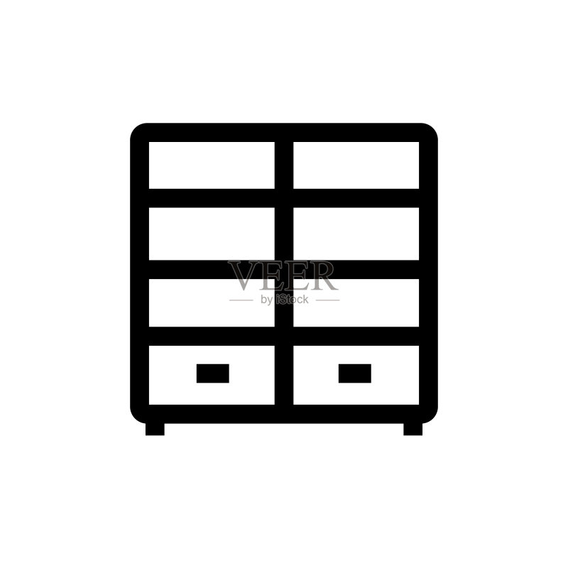 货架单元线性图标,设计,像素完美,可编辑笔画。Logo,标志,符号。家具。图标素材