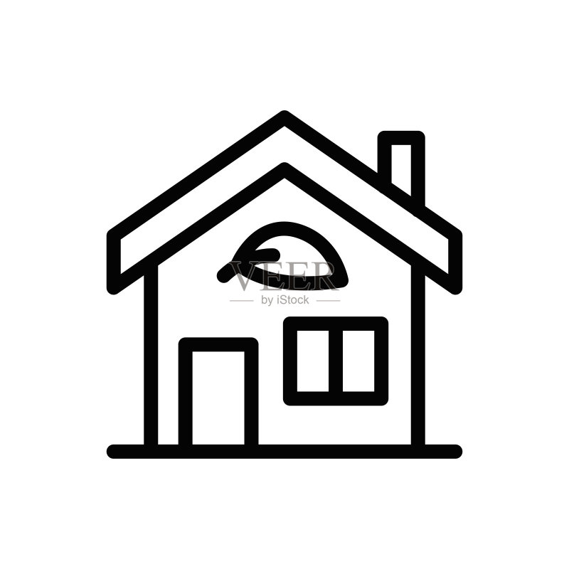 生态房屋,绿色能源线性图标图标素材
