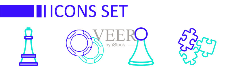 拼图玩具棋盘游戏筹码国际象棋图标矢量图图标素材