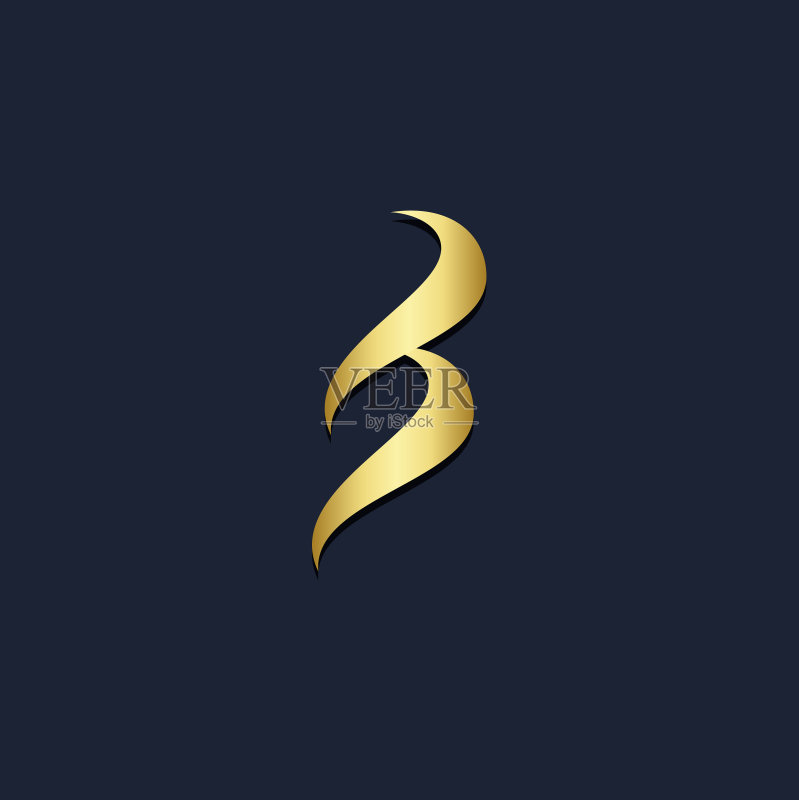曲线波浪金色抽象logo图标素材