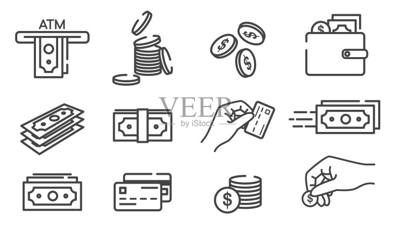金钱线条图标图标素材