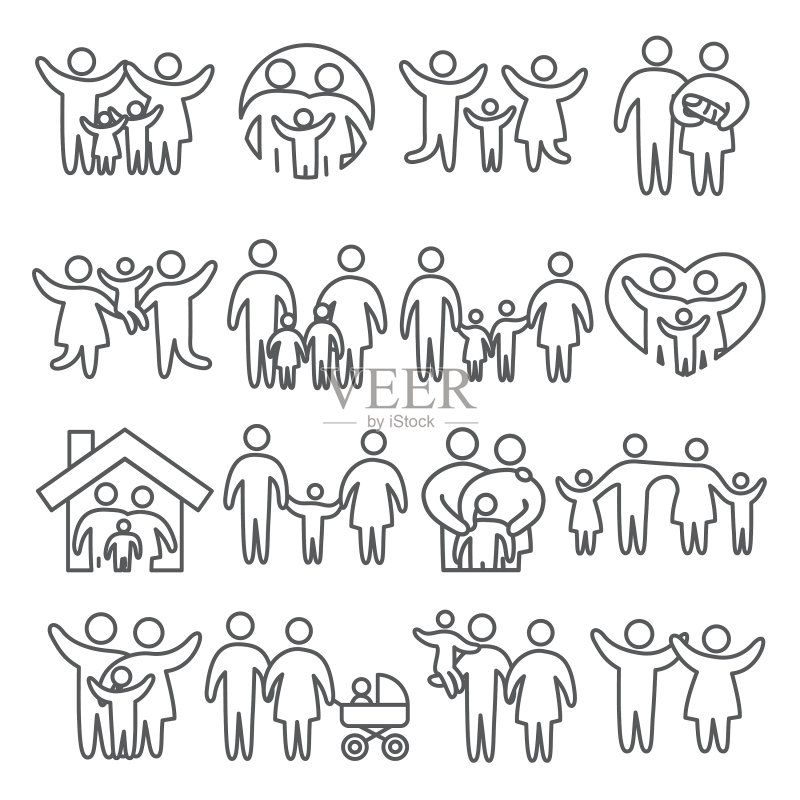 白色背景上的家庭关系图标图标素材