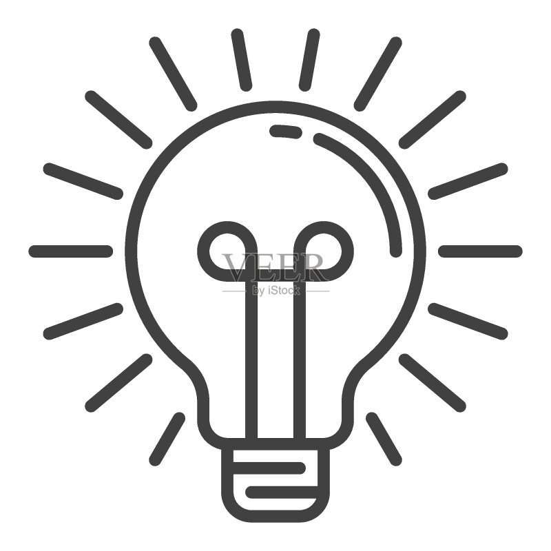 灯泡矢量创意概念细线图标或标志图标素材