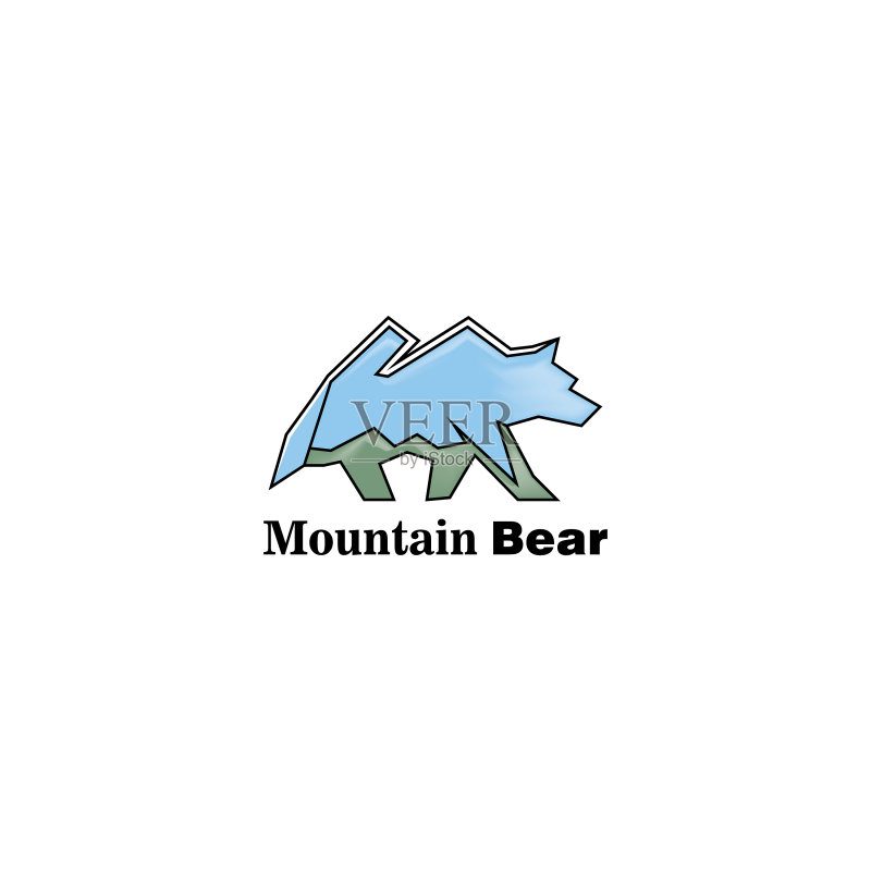 自然山景熊Logo设计图标素材