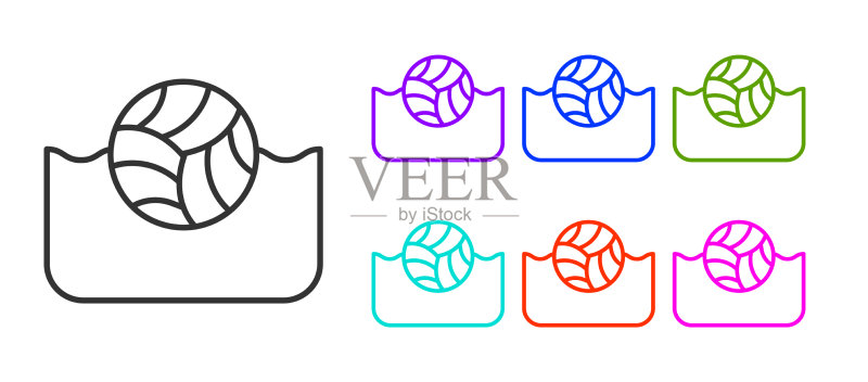 白色背景上的黑色线条水球图标图标素材
