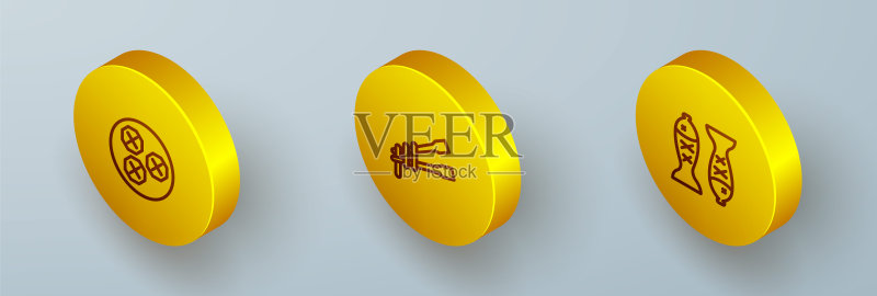 2.5D馄饨、筷子面条和鱼盘图标矢量素材图标素材
