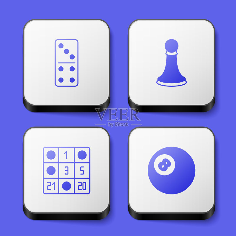 多米诺骨牌、象棋卒、宾果卡和台球图标矢量素材图标素材