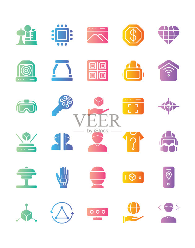 30个独立于白色背景的Metaverse图标集图标素材
