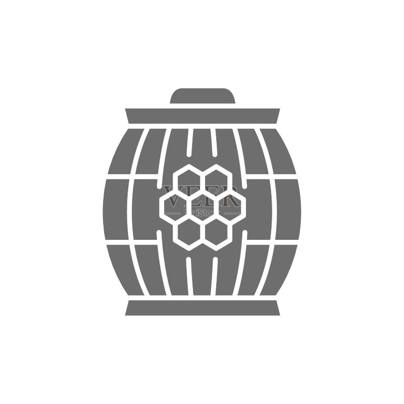 装满蜂蜜的灰色木桶图标图标素材
