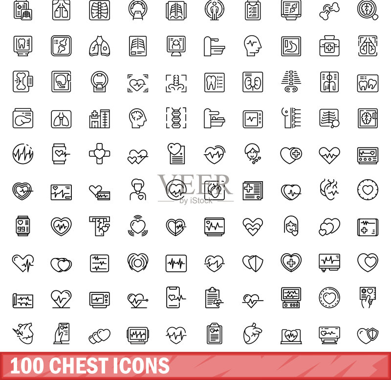 100个箱子图标集(轮廓风格)图标素材