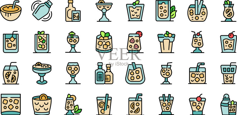 酒精鸡尾酒图标扁平风格图标素材