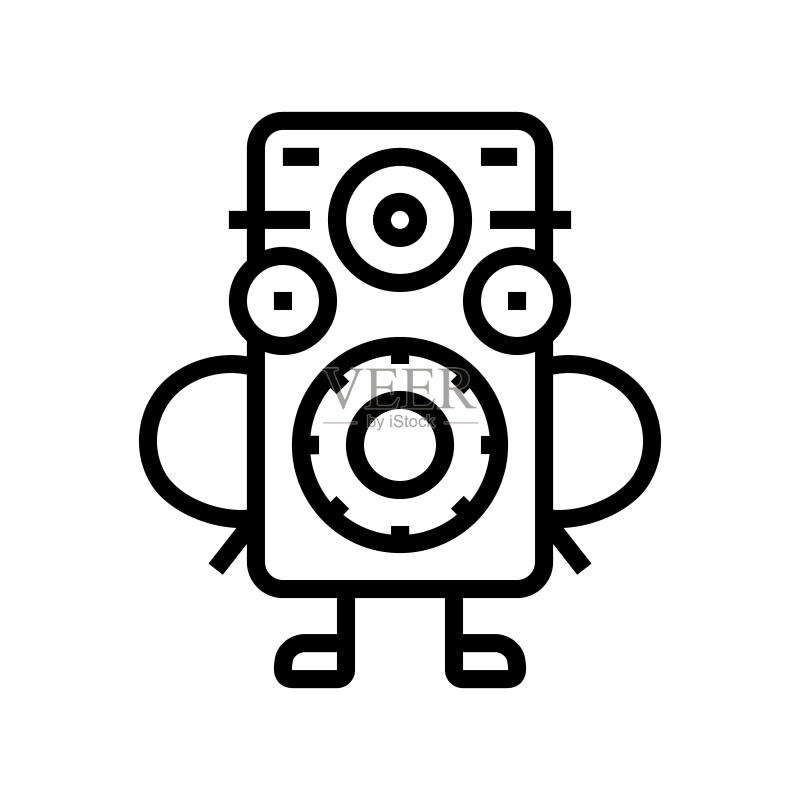复古音箱角色复古音乐线性图标矢量图图标素材