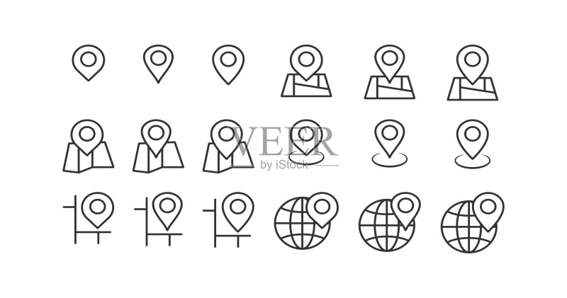 地图图钉图标集矢量图图标素材
