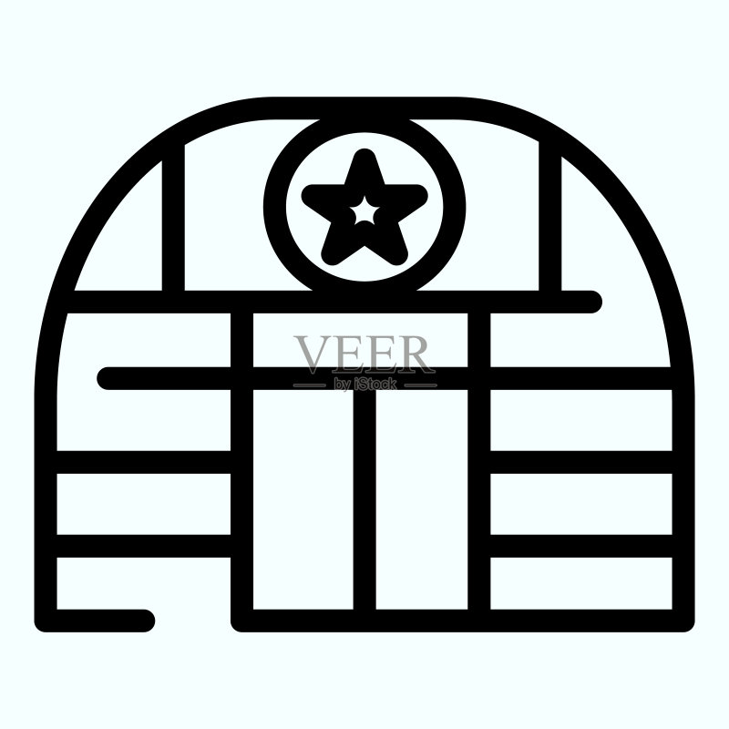 军事基地线性图标:军队建筑矢量图,Eps 10图标素材