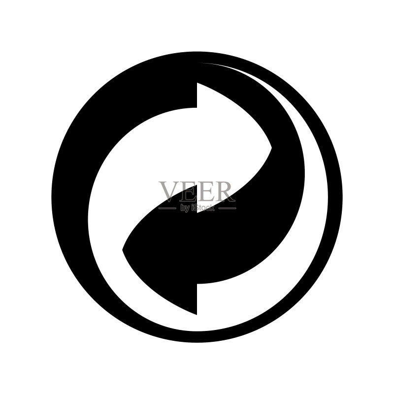 圆形可循环利用矢量图标,黑白复用标志图标素材