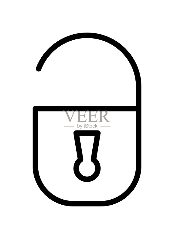 锁和钥匙扁平线条图标,移动概念和网页设计商店轮廓标志图标素材