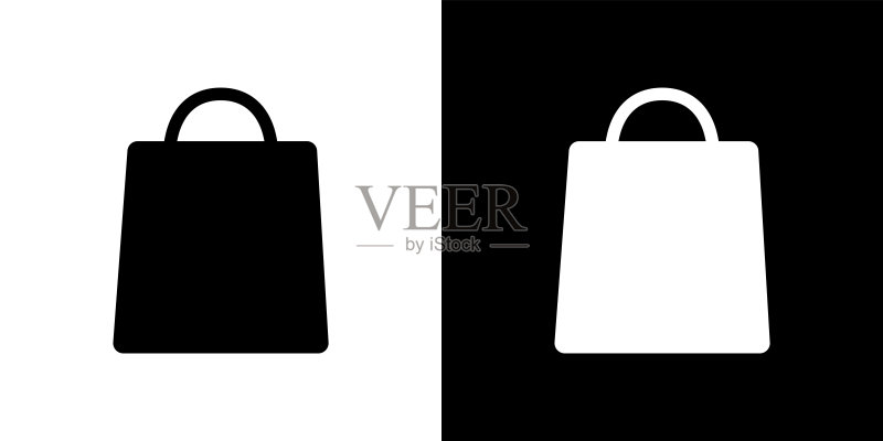 纸质购物袋或食品袋矢量插图图标素材
