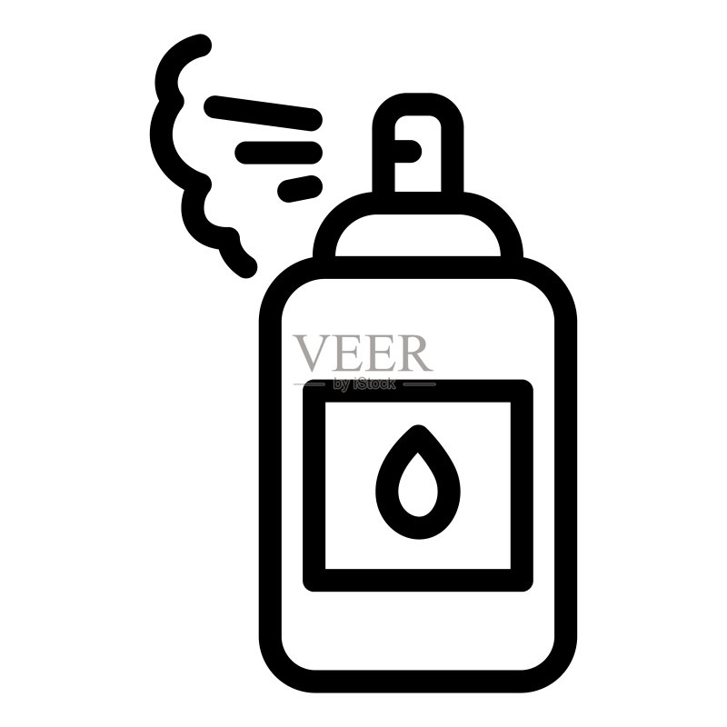 抗菌喷雾剂线条图标,白色背景上的防腐病毒手部护理轮廓样式象形图,洗手液消毒标志移动概念网页设计,矢量图形图标素材