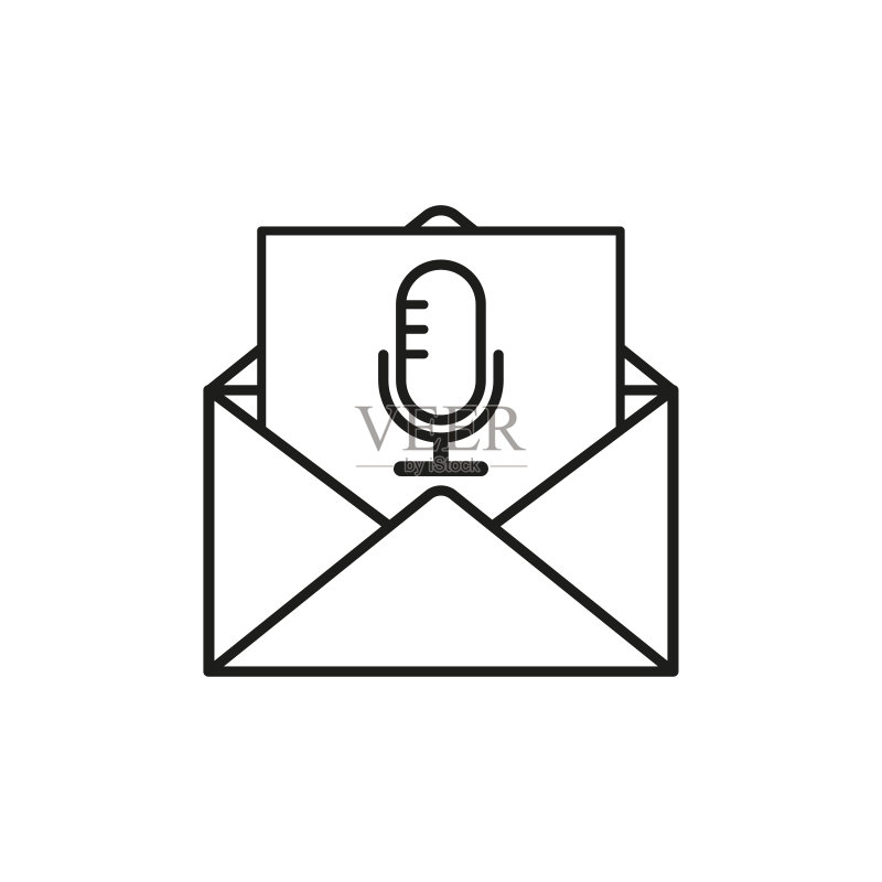 语音邮件、语音消息线性图标。矢量图,EPS 10图标素材