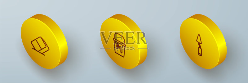 2.5D橡皮擦、油漆桶和调色刀图标矢量素材图标素材