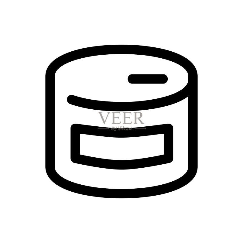 罐头食品矢量轮廓图标,冒险图标系列,白色背景图标素材