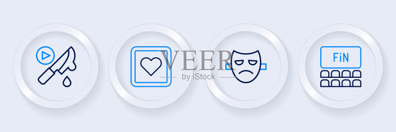 电影院放映厅戏剧面具点赞惊悚片图标矢量图图标素材