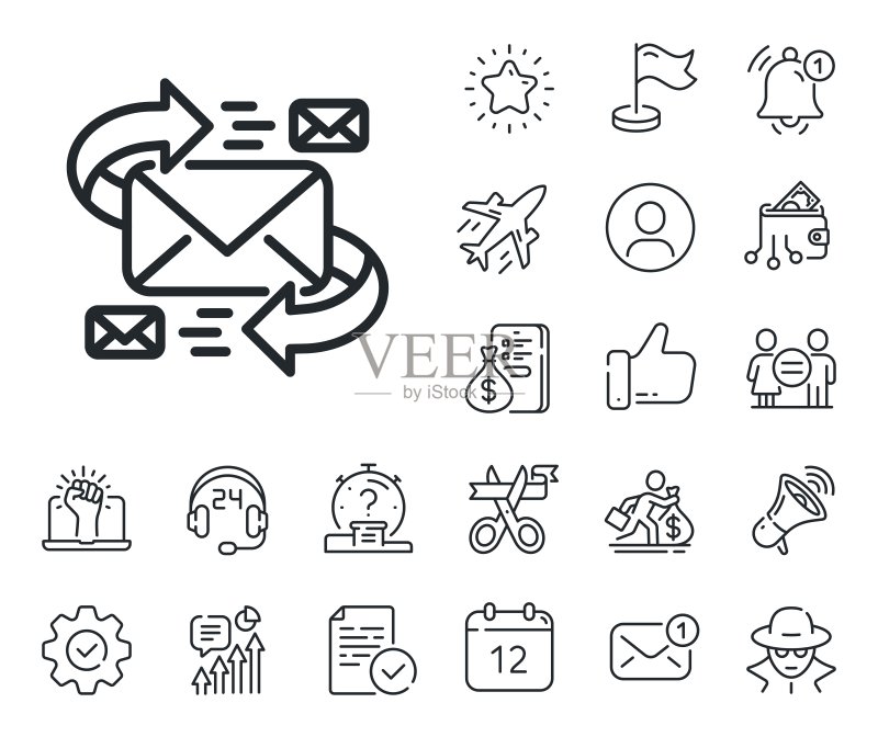 邮件线条图标:信件交流图标素材