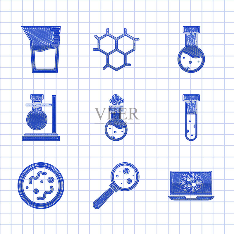 试管烧瓶与化学微生物实验图标素材