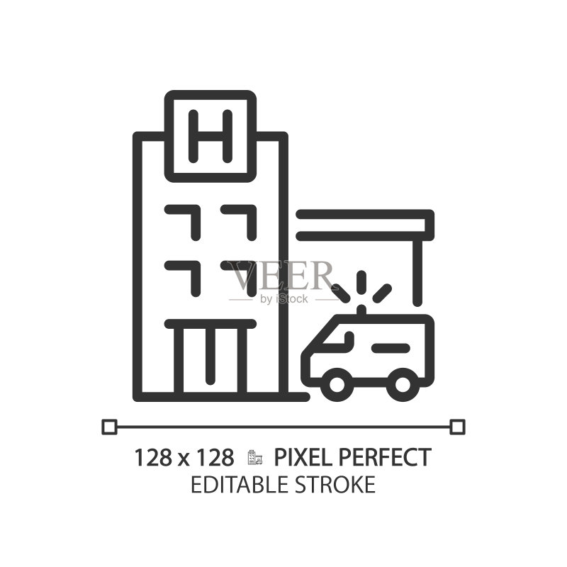 2D可编辑细线医院图标图标素材