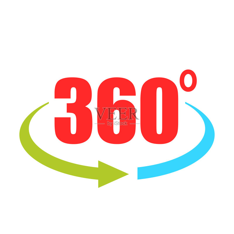 360度视角矢量图标,网络摄像头虚拟旅游符号图标素材