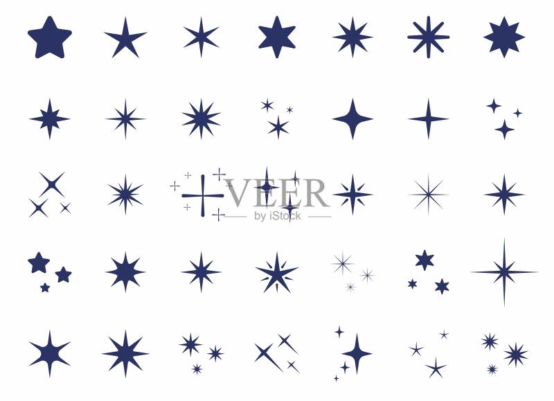 闪耀的星星图标集合图标素材