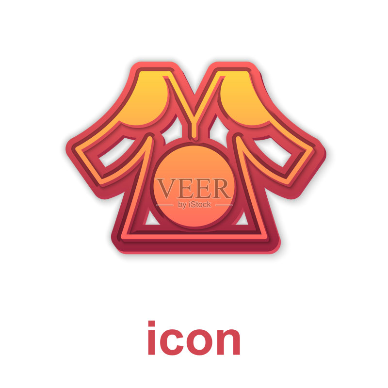 白色背景上的金色和服图标图标素材