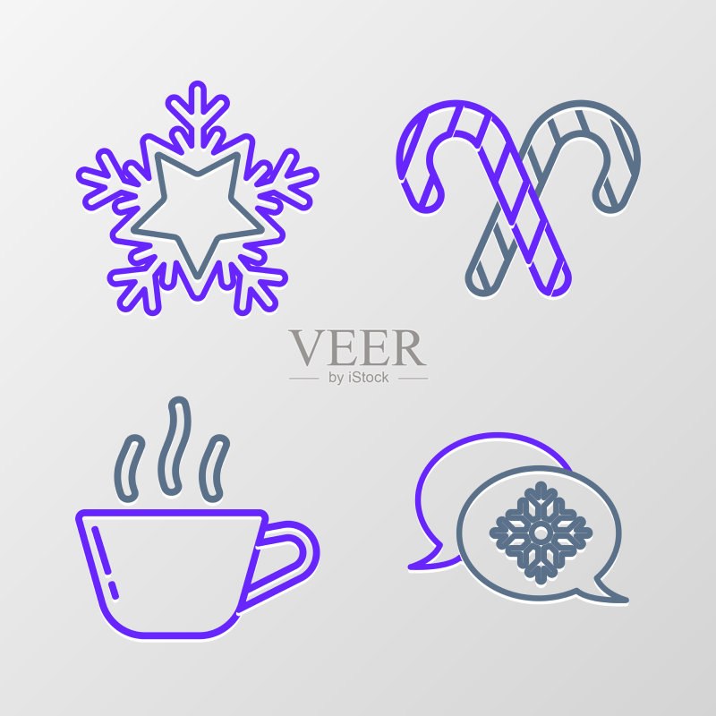 带语音气泡咖啡杯的雪花组合图标素材