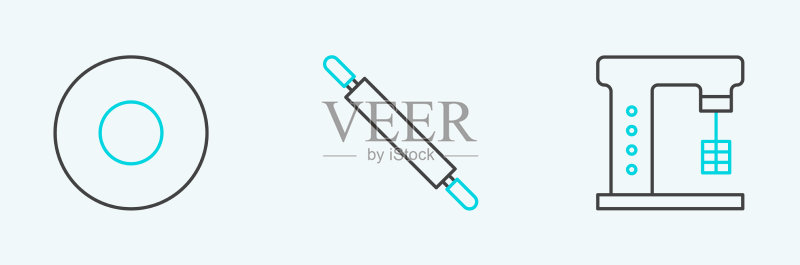 电动搅拌机盘子擀面杖套装图标素材