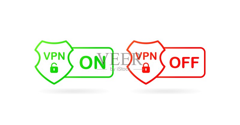 VPN开启关闭图标:扁平彩色矢量插画图标素材
