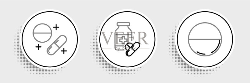 药丸药瓶线性图标合集图标素材