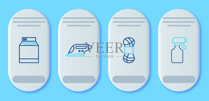熨斗纱线洗衣机用水套装图标素材