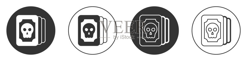 白色背景上孤立的黑色塔罗牌图标图标素材
