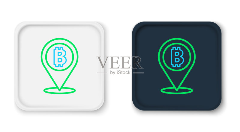 白色背景上的比特币定位线条图标图标素材